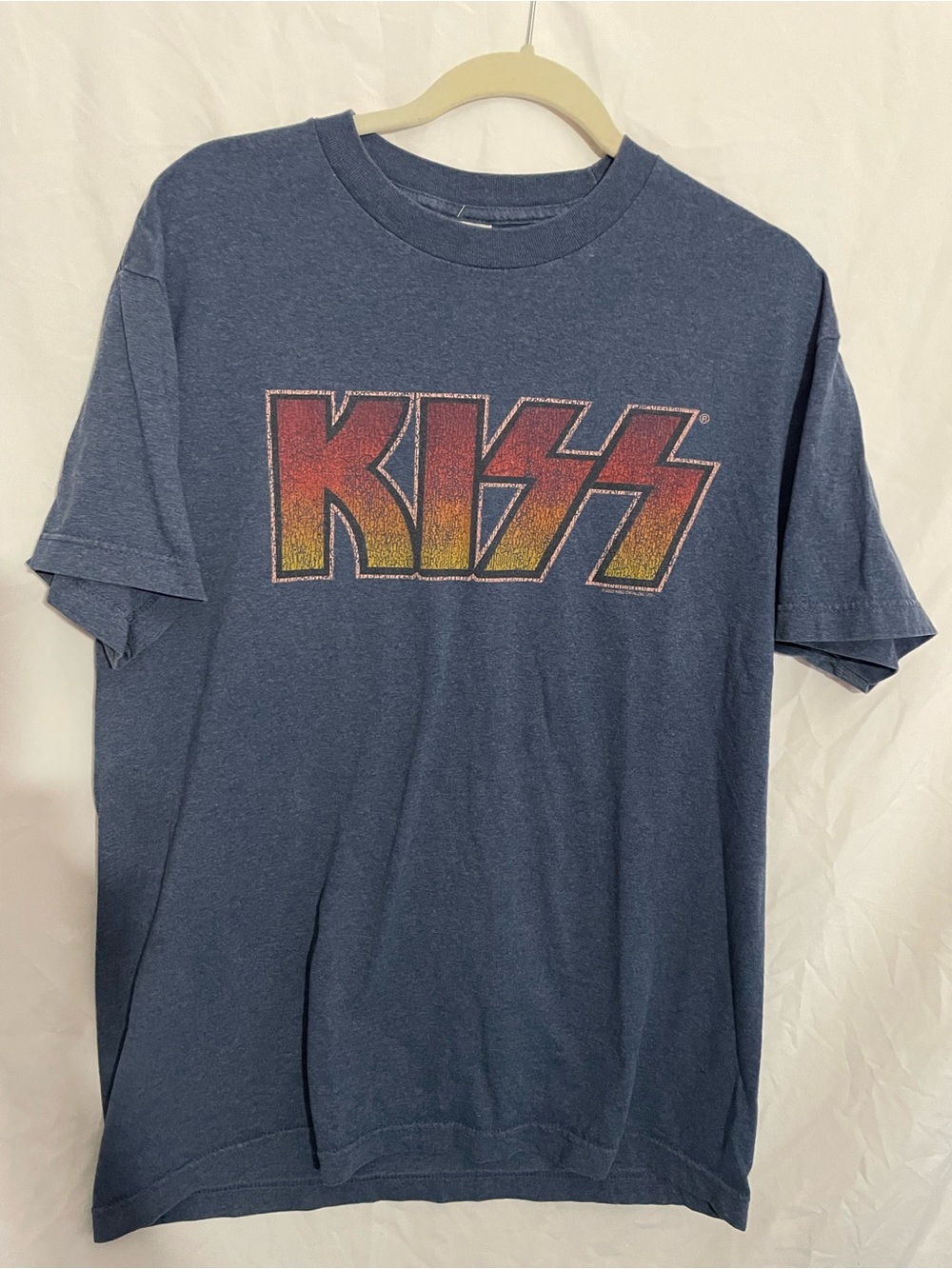 Vintage 2003 KISS Graphic Tee for Men or Women Navy with Red/Yellow Logo